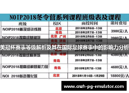 美冠杯赛事等级解析及其在国际足球赛事中的影响力分析 美冠杯赛事等级解析及其在国际足球赛事中的影响力分析